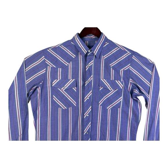 Wrangler Western Shirt Men's Purple Pink Pearl Snap Plaid Button Long Size LT - Picture 1 of 12